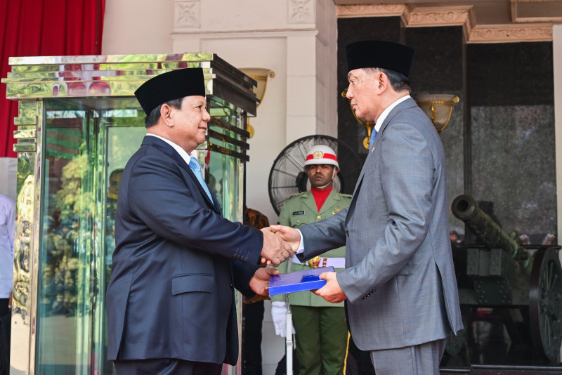 Presiden Prabowo Subianto Hadiri Upacara Penerimaan dan Penyerahan Memorandum Menteri Pertahanan RI