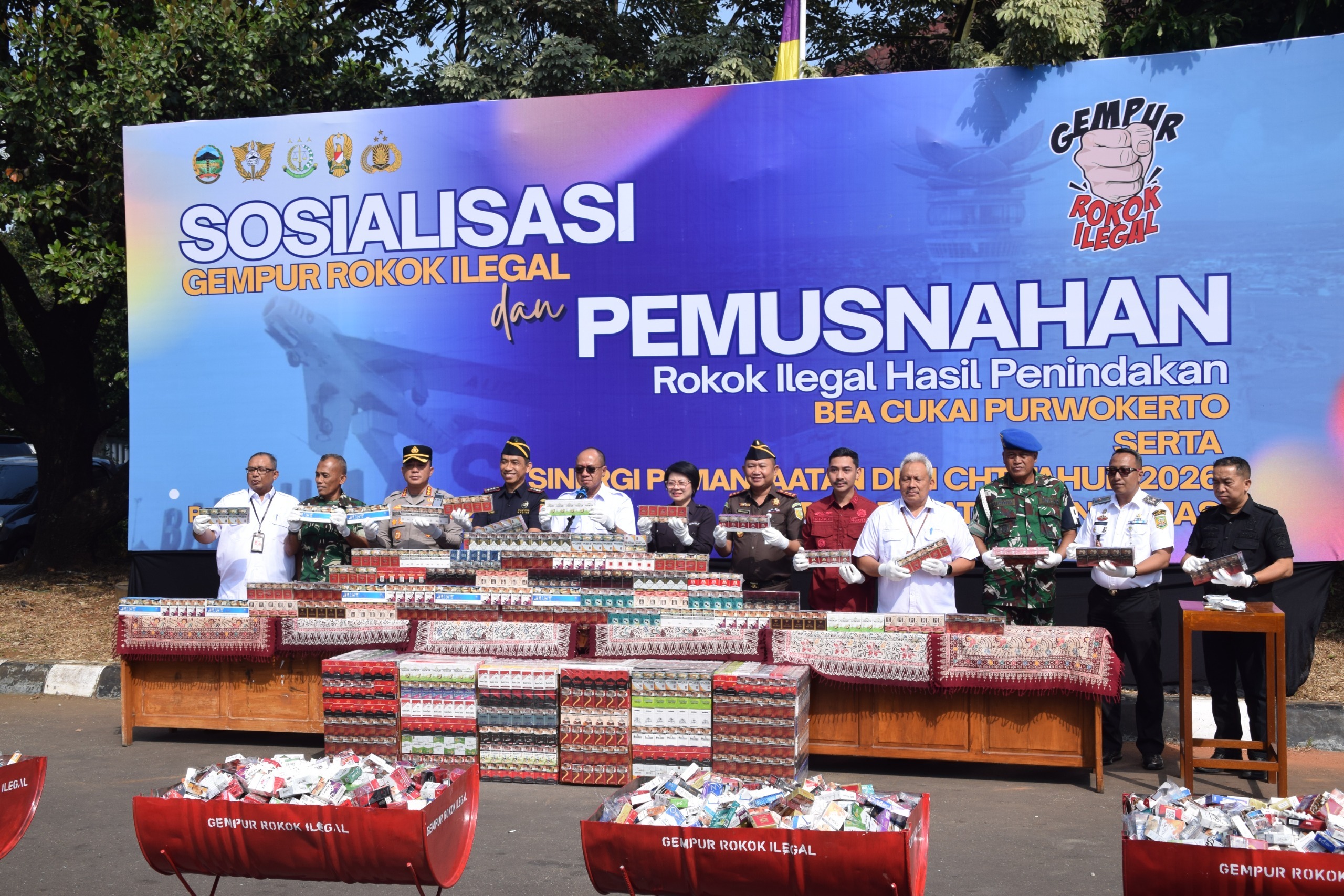 Jutaan Rokok Ilegal Dimusnahkan Bea Cukai Purwokerto