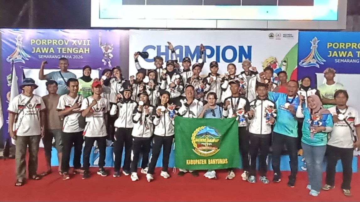 Raih 3 Emas, Panjat Tebing Banyumas Jadi Juara Umum Cabor di Porprov Jateng 2026
